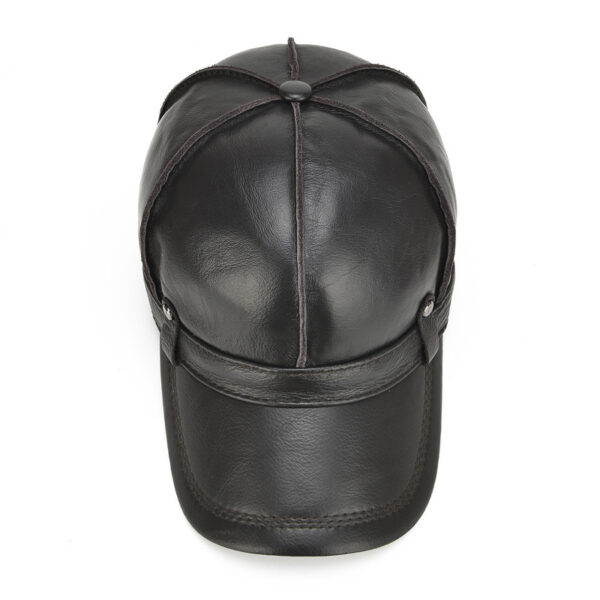 Outdoor Ear Protection Dome Winter Thickened Men Leather Hat - Image 4