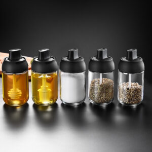 Kitchen Spice Glass Seasoning Jar with Spoon and Lid 250M