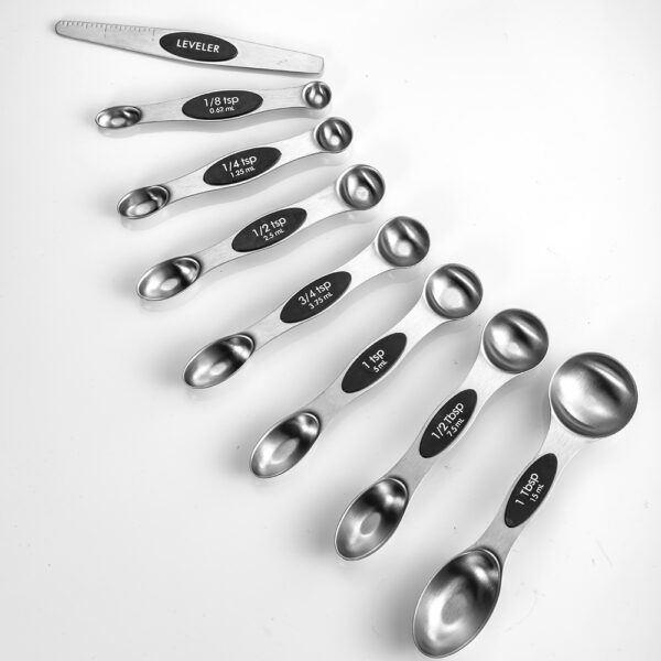 Kitchen Stainless Steel Magnetic Suction Double Head Measuring Spoon 8-piece Set - Image 6