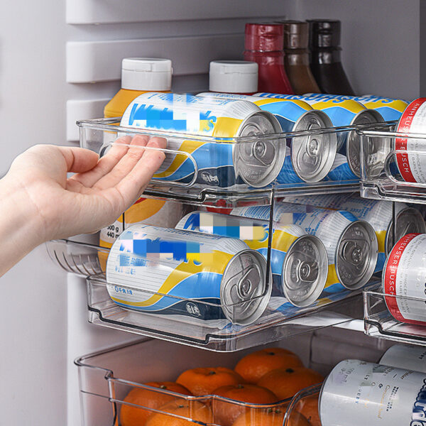 Refrigerator Beverage Storage Box Double-layer Self-rolling Kitchen Storage Rack - Image 4