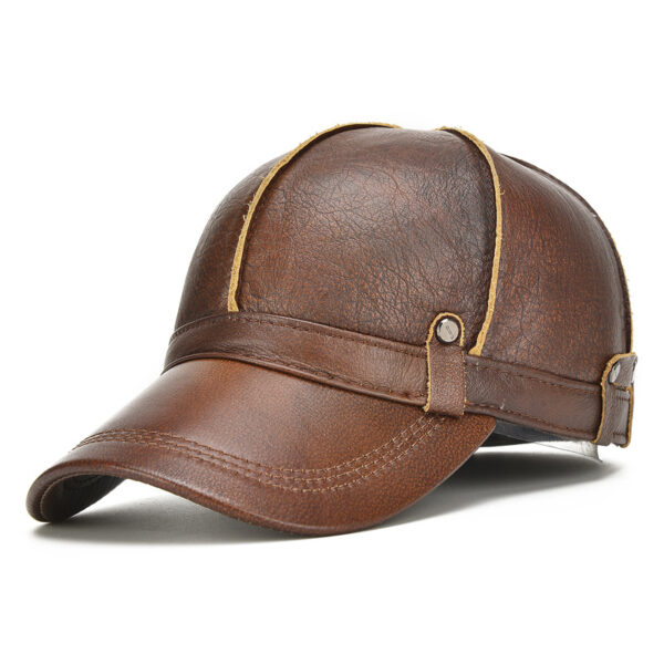 Outdoor Ear Protection Dome Winter Thickened Men Leather Hat - Image 5
