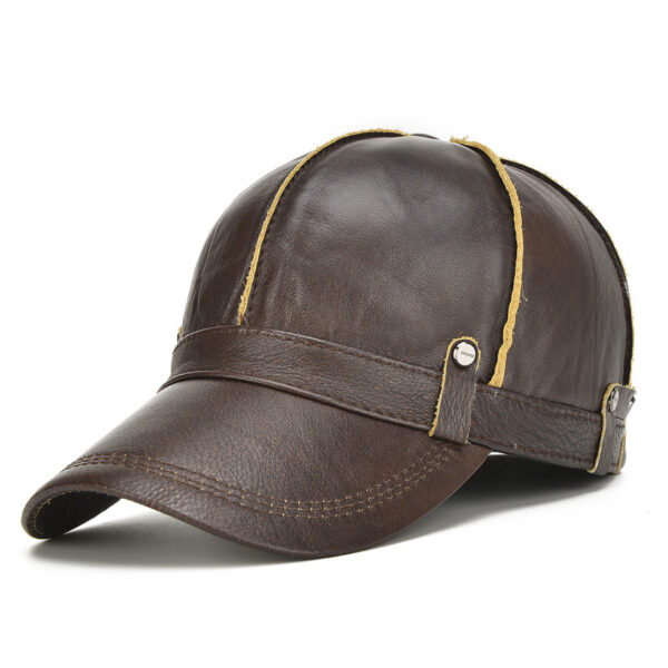 Outdoor Ear Protection Dome Winter Thickened Men Leather Hat - Image 2
