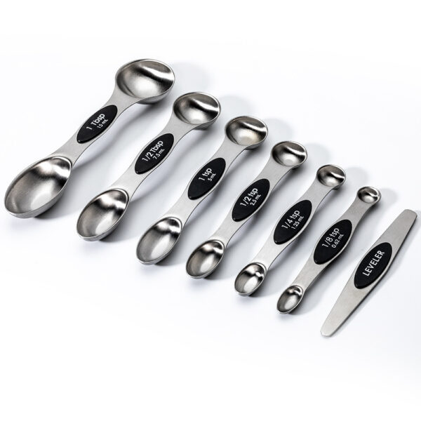 Kitchen Stainless Steel Magnetic Suction Double Head Measuring Spoon 8-piece Set - Image 3