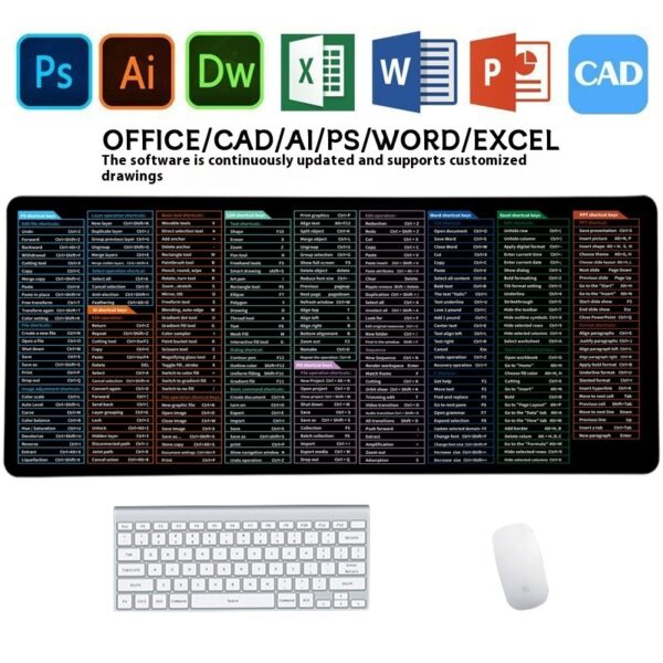 Full English Shortcut Keys Super Large Stain-resistant Office Mouse Mat - Image 5