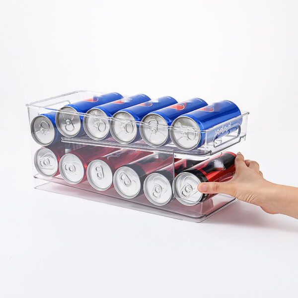 Refrigerator Beverage Storage Box Double-layer Self-rolling Kitchen Storage Rack - Image 3