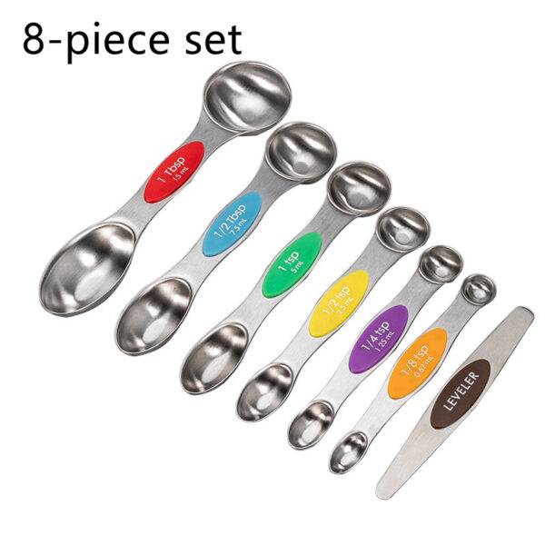 Kitchen Stainless Steel Magnetic Suction Double Head Measuring Spoon 8-piece Set - Image 7