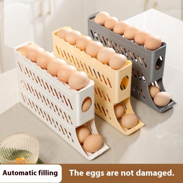 Egg Storage Box Refrigerator Side Door Food Grade Rack Automatic Rolling Fresh-keeping - Image 2
