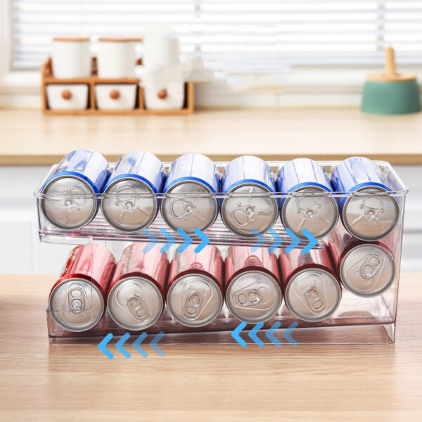 Refrigerator Beverage Storage Box Double-layer Self-rolling Kitchen Storage Rack - Image 7